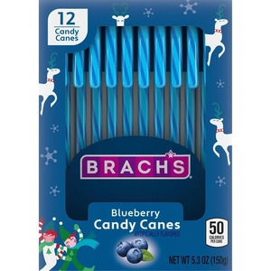image:imageBrachs Blueberry Candy Canes Christmas Candy Holiday Ornaments 53 oz Box 12 Count