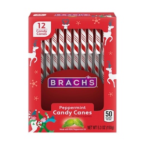 image:imageBrachs Red and White Peppermint Candy Canes Classic Candy Canes Christmas Candy 53 oz 12 Count12 Count Pack of 1