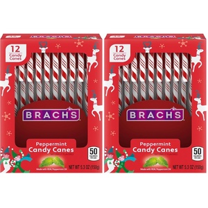 image:imageBrachs Red and White Peppermint Candy Canes Classic Candy Canes Christmas Candy 53 oz 12 Count12 Count Pack of 2