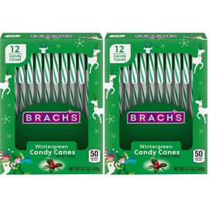 image:imageBrachs Wintergreen Christmas Candy Canes Stocking Stuffers for Kids Christmas Candy 53 oz Box 12ct12 Count Pack of 2