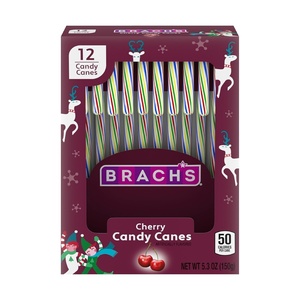 image:imageBrachs Holiday Cherry Candy Canes Christmas Candy 53 oz 12 Count